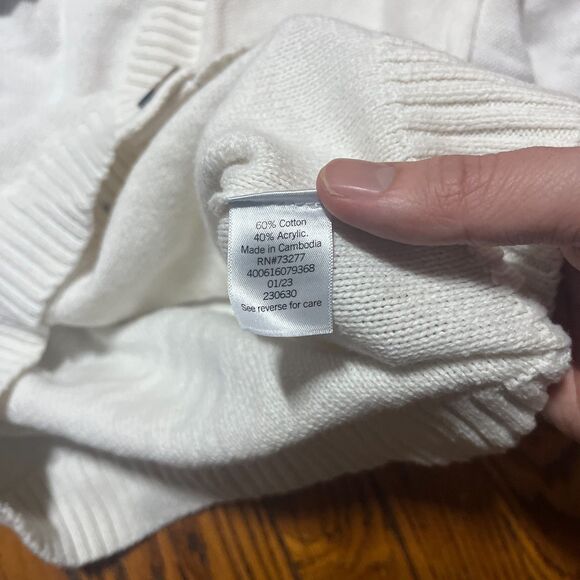 SO XS White Knitted Cropped Cardigan Sweater V-Neck Long Sleeve Women Y2K Cute - Picture 8 of 9